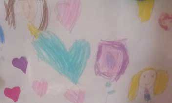 Childs drawing of hearts and nan