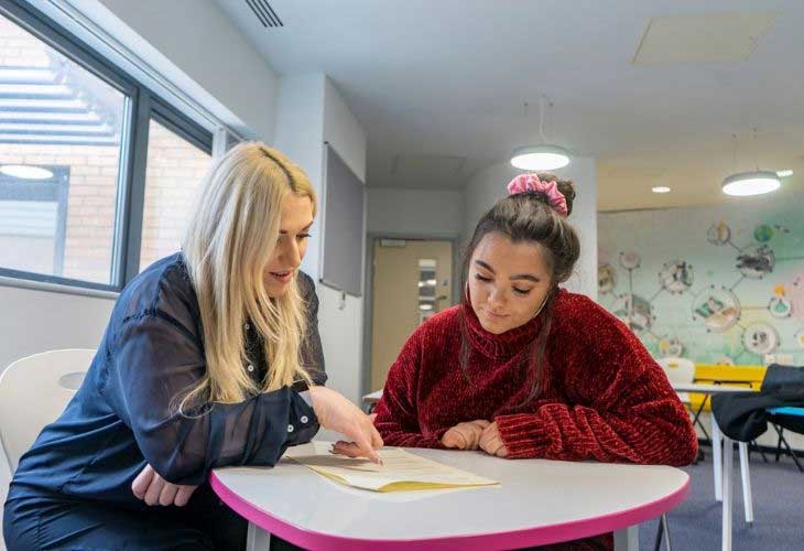 Fostered young person talking with a professional