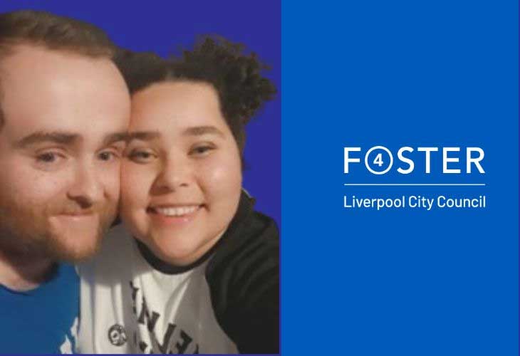 Foster carers Chereece and Grant side-by-side and smiling